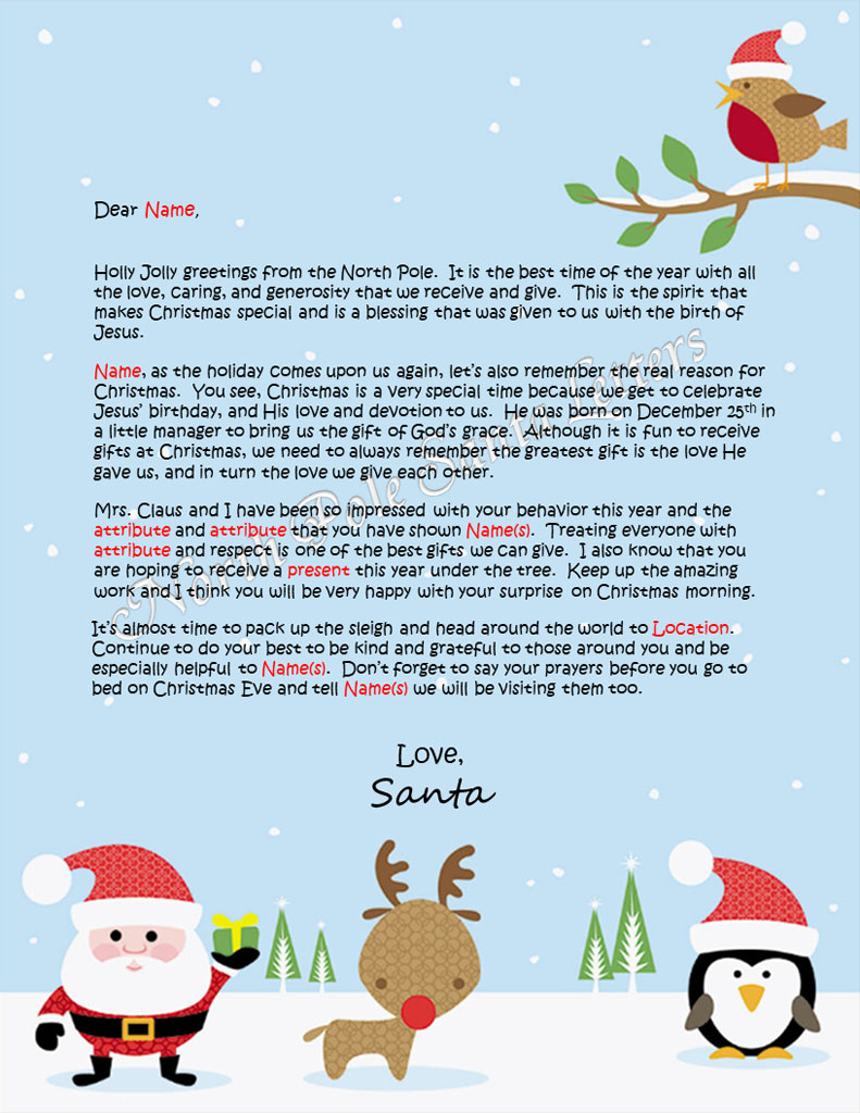 God's Grace - North Pole Santa Letters